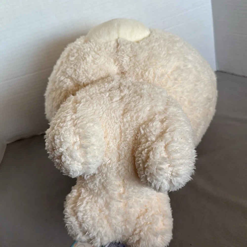 Amuse Moff Moff Bichon Plush Dog Stuffed Animal Fuzzy Pink Bow With Tags 13.5”